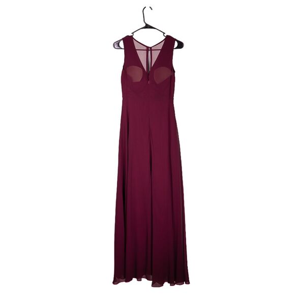 BHLDN Anthropologie Womens Maxi Dress Burgundy Bridesmaid Formal Evening Gown XS - Picture 3 of 8